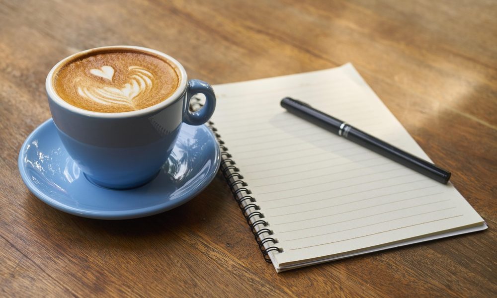 coffee, pen, notebook, open notebook, empty notebook, caffeine, cup, cafe, coffee cup, latte, latte art, cappuccino, morning coffee, coffee break, beverage, coffee, coffee, coffee, coffee, coffee