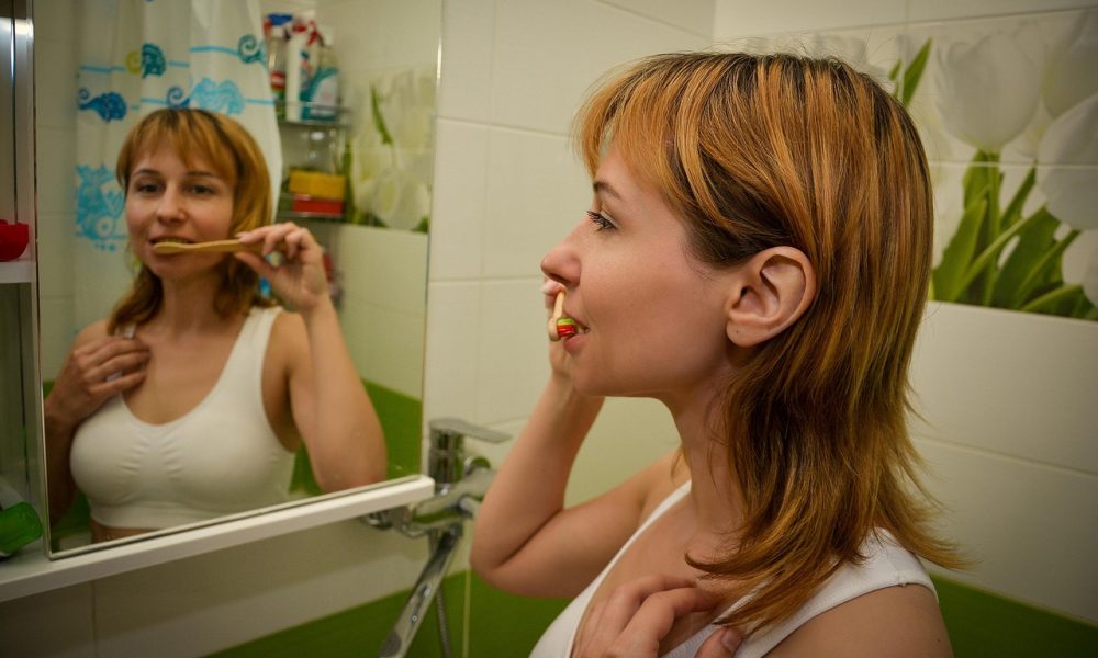 tooth brushing, hygiene, woman, routine, morning routine, toothbrush, reflection, mirror, bathroom, health, portrait, routine, routine, routine, routine, routine, morning routine, morning routine, toothbrush, toothbrush, toothbrush, toothbrush