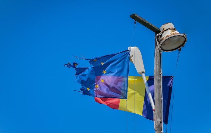 flag, european, blue sky, symbol, blue, sign, wind, ragged, sky, day, sun, nature, light, blow, waving, swing, wave, colours, flag of romania, romania